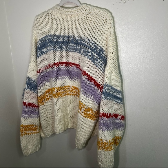 Anthropologie chunky knit colorful striped open cardigan **see description - Picture 7 of 10